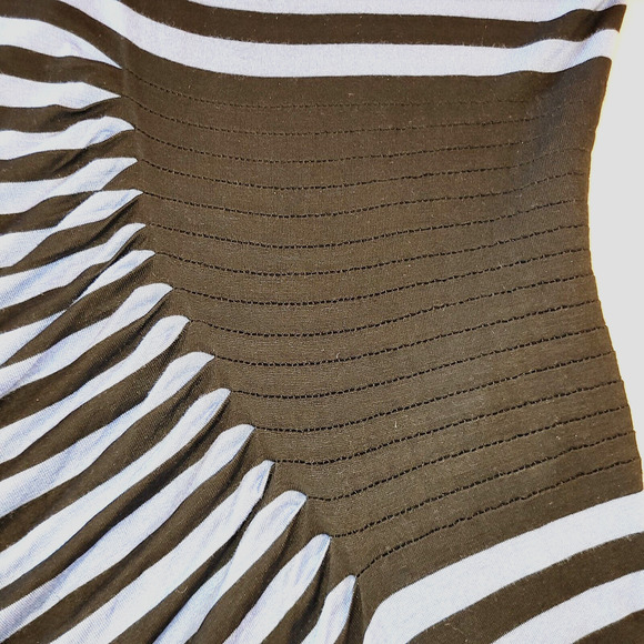 ECI NY Retro Striped Asymmetrical Hem Dress XL Stretch Blue Black 80s 90s Y2K - Picture 4 of 10